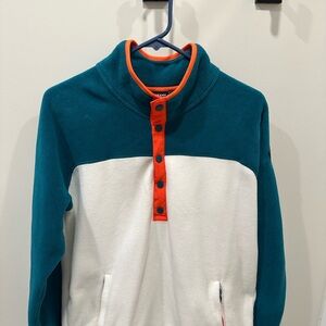 Burton Hearth Women’s Fleece - Teal and White with Orange Accents